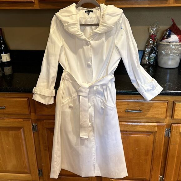 Samuel Dong Stretch Trench Dress with Hidden Hood - Picture 1 of 7